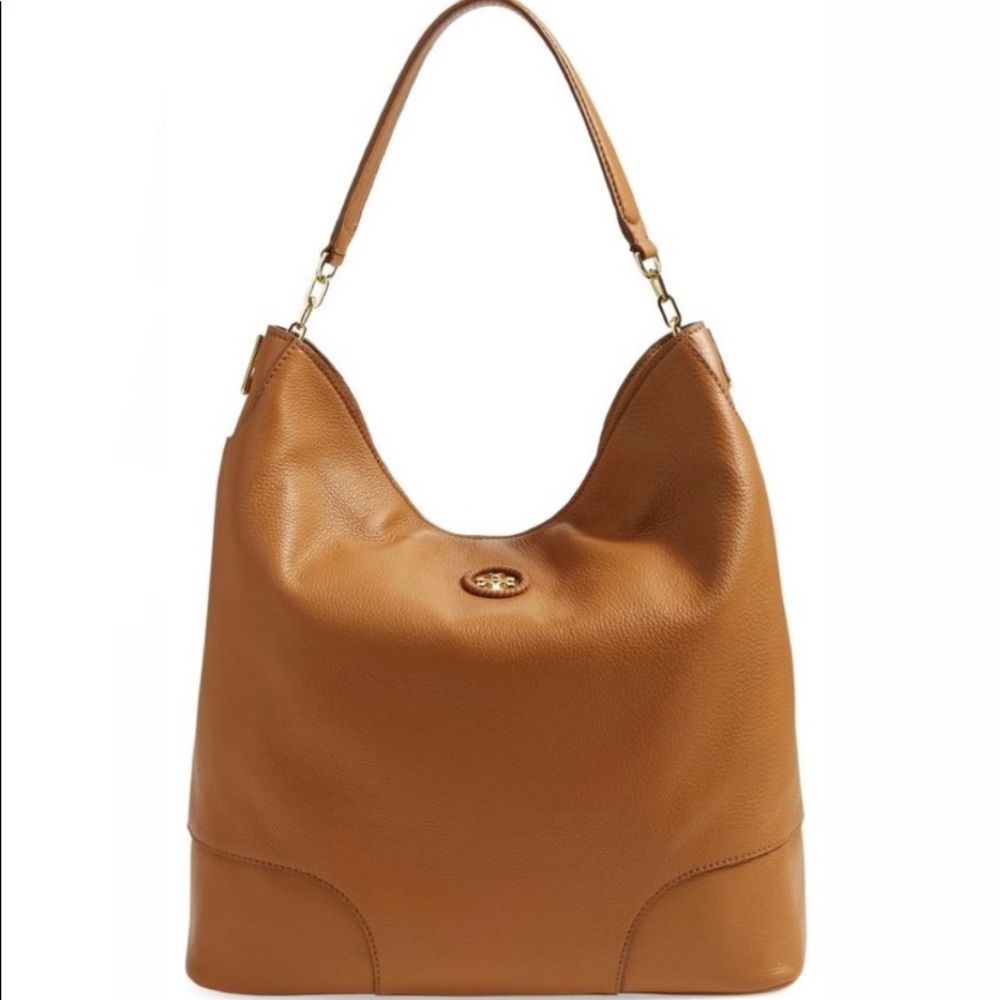 Tory Burch Whipstitch Logo Leather Hobo Large Bag